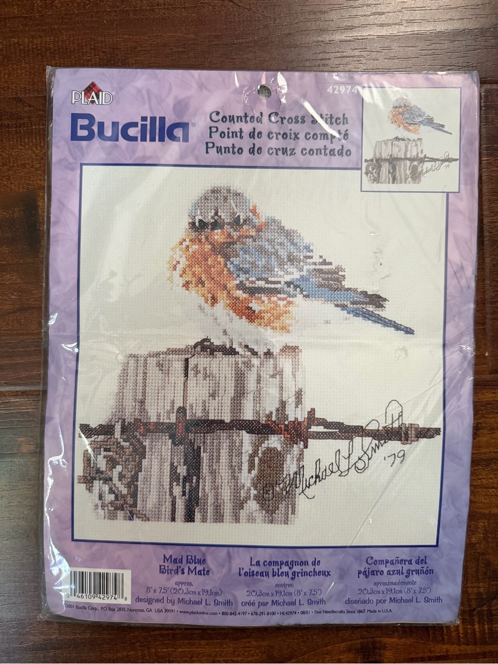 Bucilla Mad Blue Bird’s Mate Bird Counted Cross Stitch Kit, 2001 # 42974